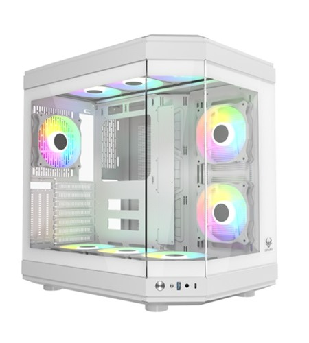 GABINETE GAMER CENTAURUS WHITE FORCIS H50W INCLUYE 6 VENTILADORES ARGB 120MM