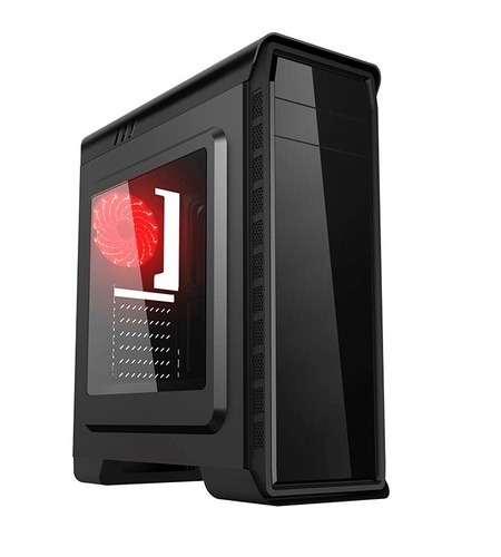 GABINETE GAMER GAMEMAX PARDO BLACK ATX, MATX 3 FANS ROJO 120mm MOLEX