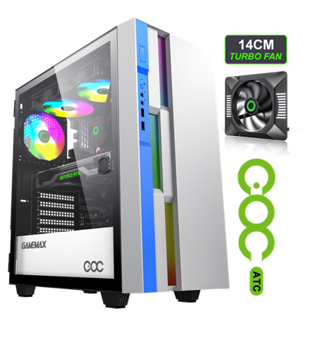 GABINETE GAMER GAMEMAX BRUFEN C3 WHITE/BLUE ATX 