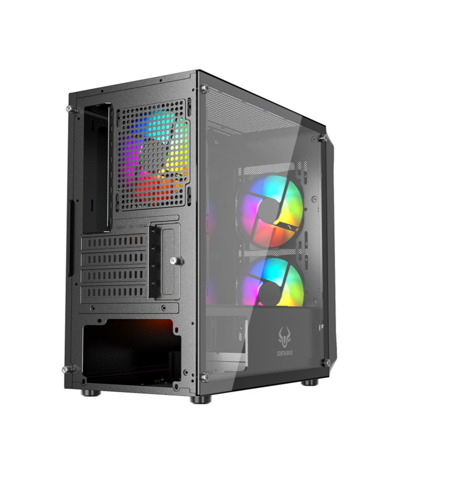 GABINETE GAMER CENTAURUS SHAI MATX VENTANA VIDRIO INCLUYE 3 VENTILADORES 120MM RGB