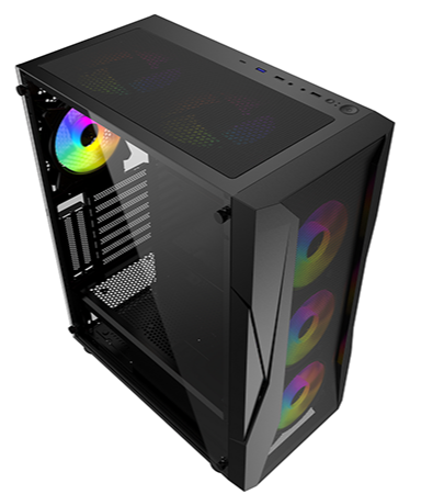 GABINETE GAMER CENTAURUS QUIRON ATX MATX VENTANA  DE VIDRIO 4 VENTILADORES ARGB 