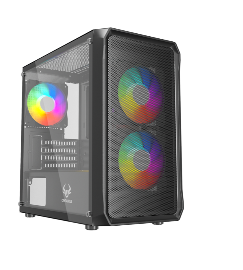GABINETE GAMER CENTAURUS SHAI MATX VENTANA VIDRIO INCLUYE 3 VENTILADORES 120MM RGB
