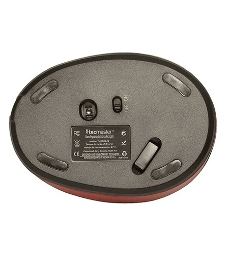 MOUSE ERGONÓMICO INALAMBRICO RECARGABLE Negro Rojo TECMASTER TM-100545