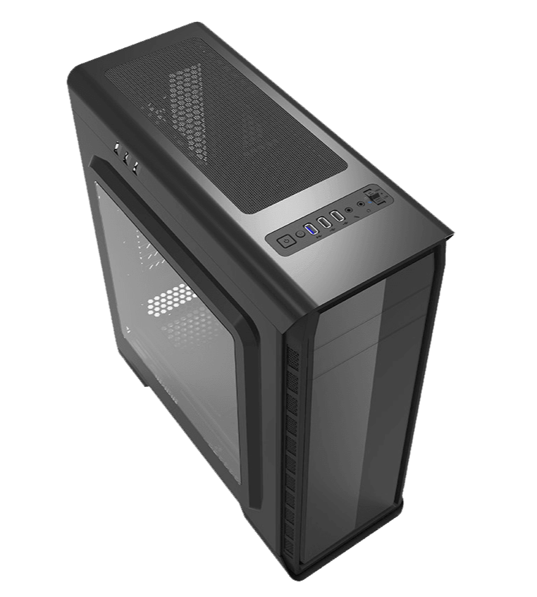 GABINETE GAMER GAMEMAX PARDO BLACK ATX, MATX 3 FANS ROJO 120mm MOLEX