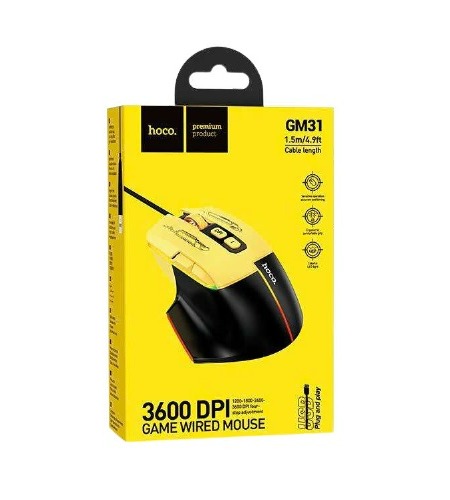 MOUSE HOCO GM31 AZUL ALAMBRICO