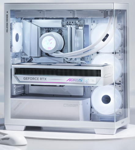 GABINETE GAMER GYGABYTE C500 PANORAMIC STEALTH ICE INCLUYE 4 FANS ARGB 120MM