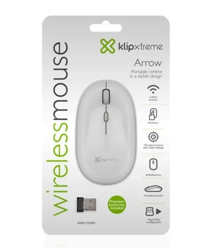 MOUSE KLIPXTREME KMW-335WH INALAMBRICO 1600DPI 2.4GHz