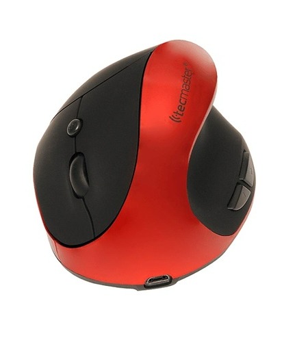 MOUSE ERGONÓMICO INALAMBRICO RECARGABLE Negro Rojo TECMASTER TM-100545