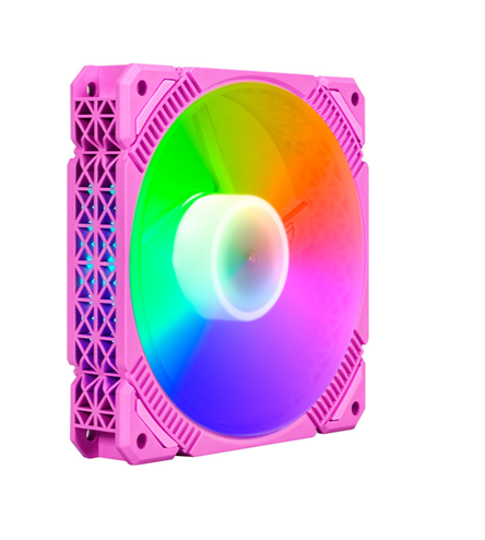 VENTILADOR CENTAURURS PARA GABINETE 120MM 120P-A ARGB ARGB 3 PINES COLOR ROSADO
