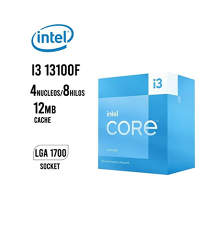 PROCESADOR INTEL CORE I3 13100F 3.4GHZ 4 NÚCLEOS - 8 HILOS - 12 MB CACHÉ S1700
