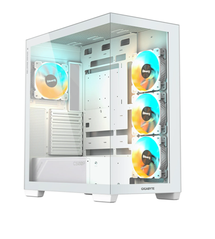 GABINETE GAMER GYGABYTE C500 PANORAMIC STEALTH ICE INCLUYE 4 FANS ARGB 120MM
