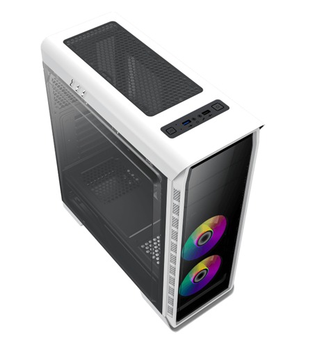 GABINETE GAMER GAMEMAX ELYSIUM WHITE G503X INLCUYE 4 FANS 2X120mm FRGB 2X120mm AZUL