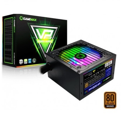 FUENTES DE PODER GAMEMAX 500W RGB CERTIFICADA +80 PLUS BRONZE ATX VP500 RGB