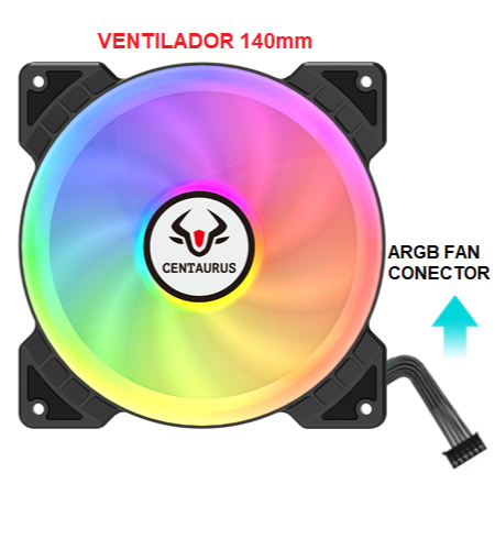 VENTILADOR PC ARGB LIGHT CENTAURUS 140mm M6 -14 5V