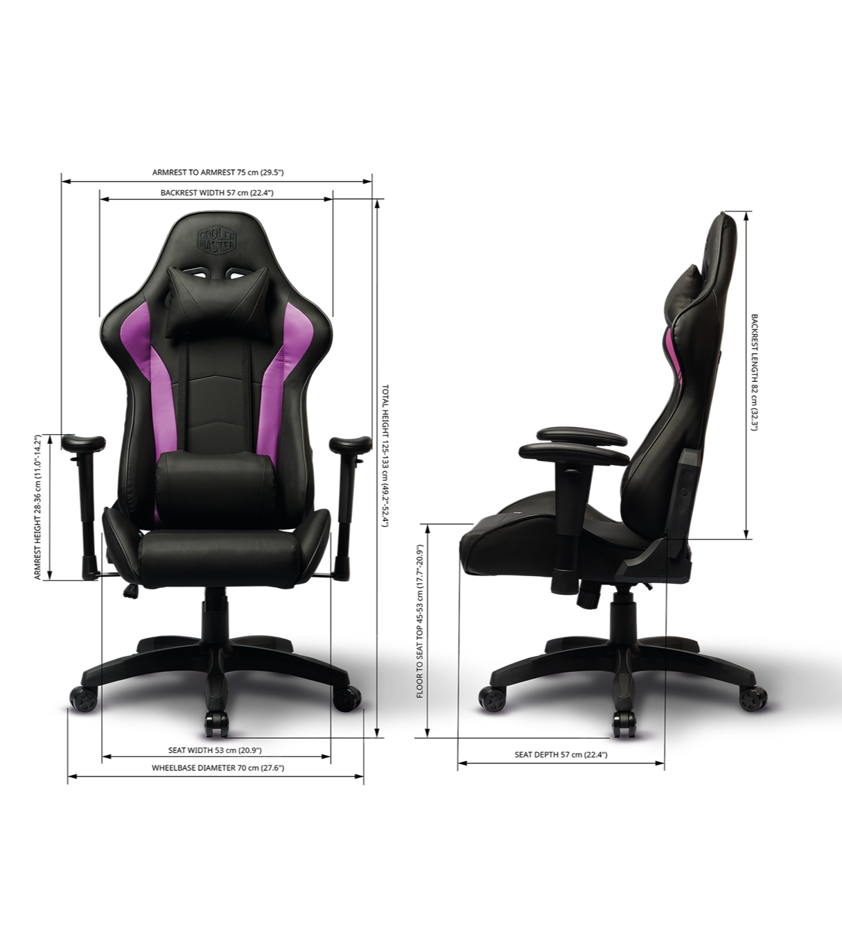 SILLA GAMER COOLER MASTER CALIBER R1 GAMING PURPLE MAX 150KG CMI-GCR1-2018