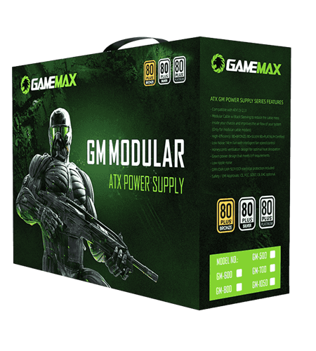 FUENTES DE PODER GAMEMAX GM500 500W, CERTIFICADA +80 PLUS BRONZE SEMI MODULAR