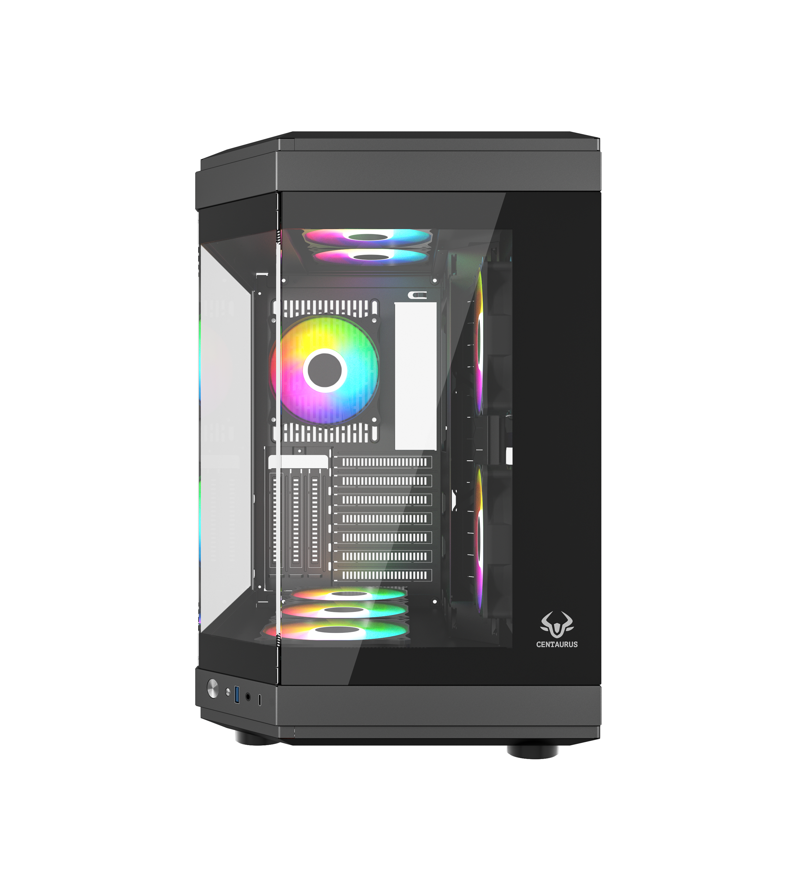 GABINETE GAMER CENTAURUS BLACK FORCIS H50B INCLUYE 6 VENTILADORS ARGB 120MM