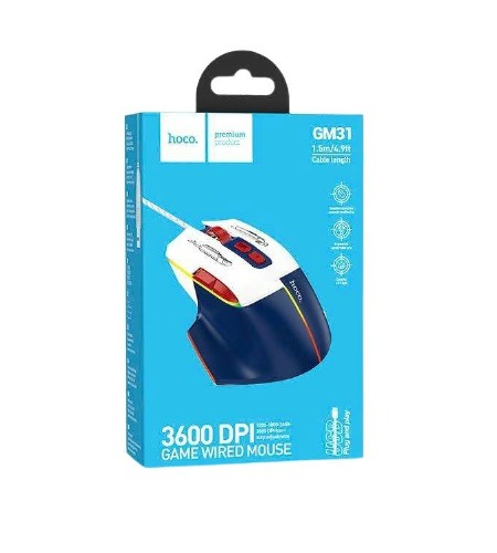 MOUSE HOCO GM31 AZUL ALAMBRICO