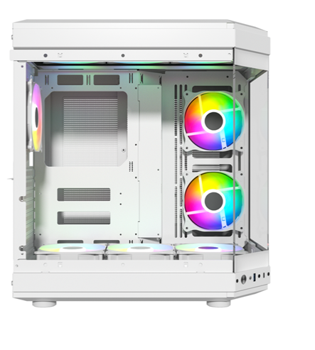 GABINETE GAMER CENTAURUS WHITE FORCIS H50W INCLUYE 6 VENTILADORES ARGB 120MM