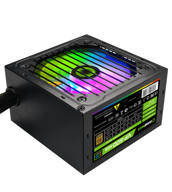 FUENTE DE PODER GAMEMAX 600W 80 PLUS BRONCE VP600RGB