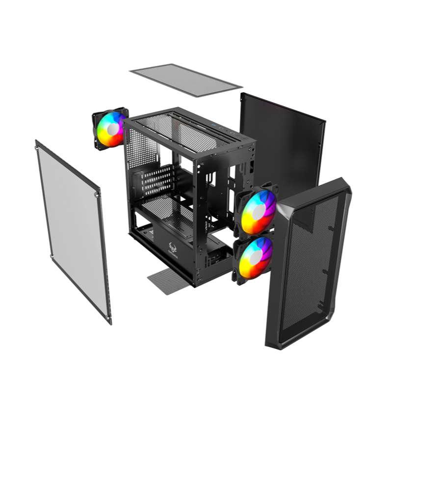 GABINETE GAMER CENTAURUS SHAI MATX VENTANA VIDRIO INCLUYE 3 VENTILADORES 120MM RGB