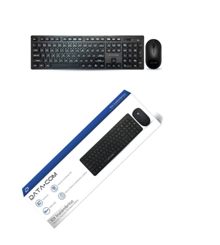 KIT TECLADO & MOUSE INALAMBRICO DATACOM COLOR NEGRO 104 TECLAS ALCANCE 10MT